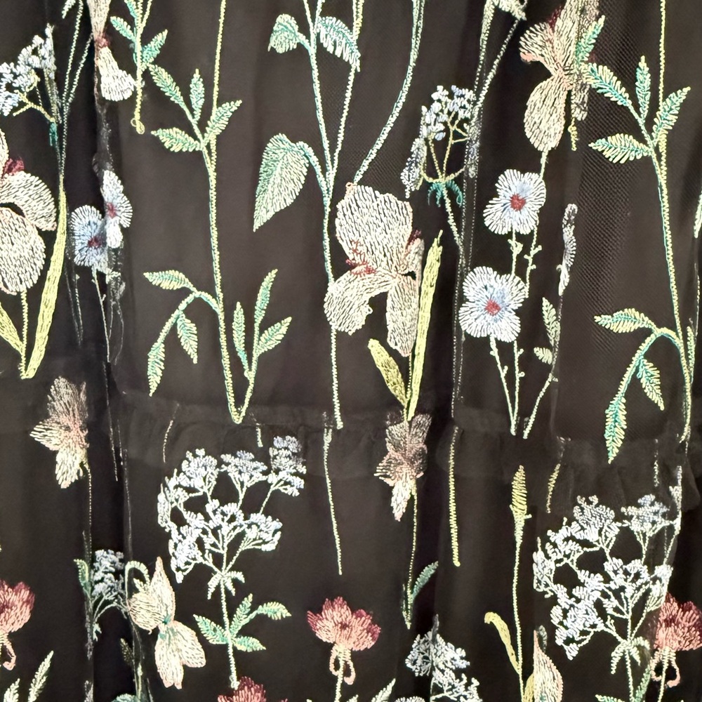 R&M Richards Black Floral Embroidered Maxi Dress